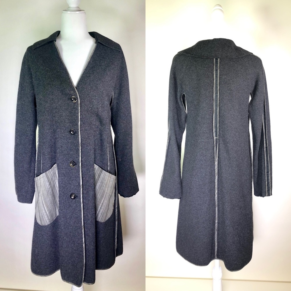 Max Azria Deconstructed Lagenlook Wool Swing Coat